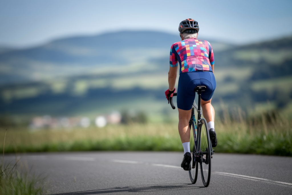 cycliste-sexagenaire-tenue-coloree-campagne