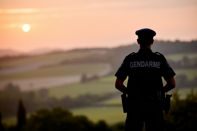 gendarme-silhouette-uniforme-campagne-soleil