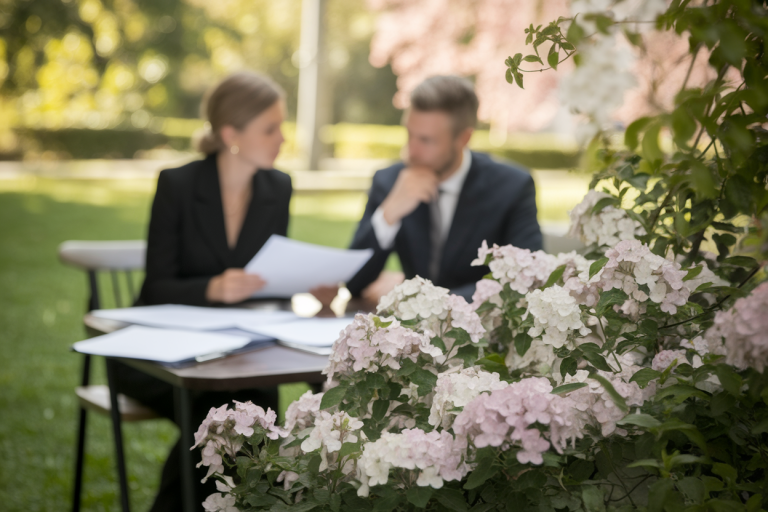 jardin-conversation-table-documents-fleurs