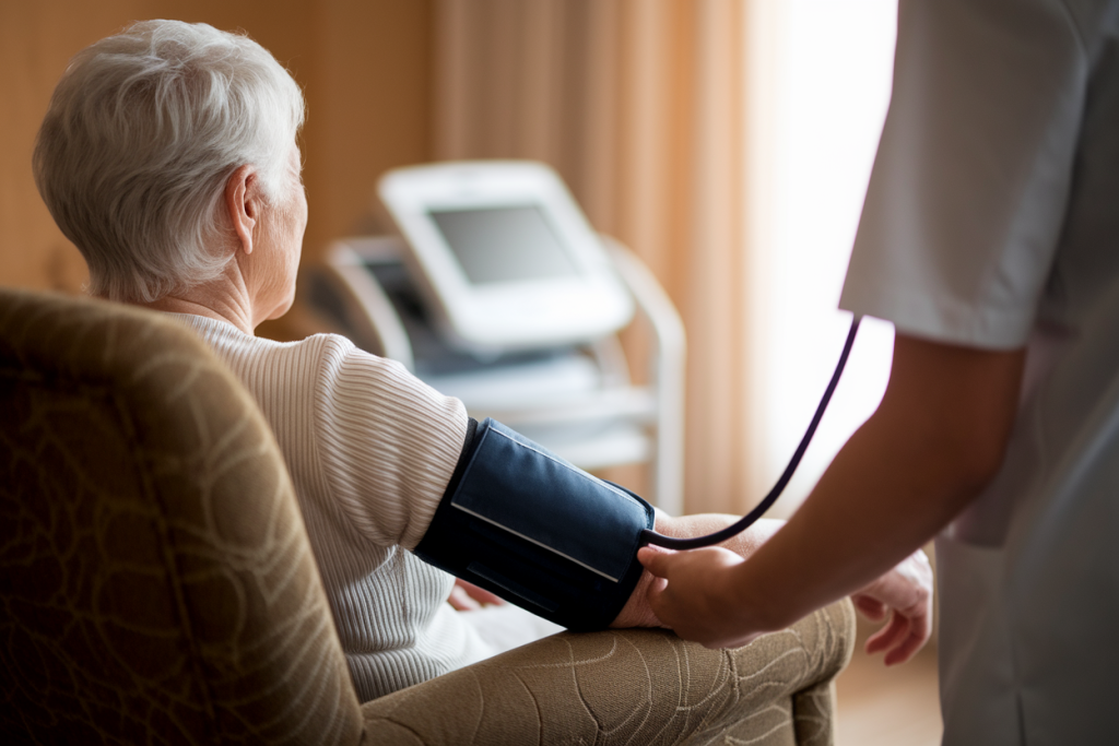 personne-agee-fauteuil-soignant-tension