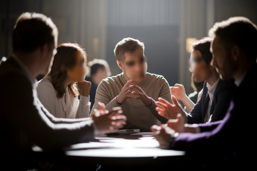 personnes-table-tension-visages-flous