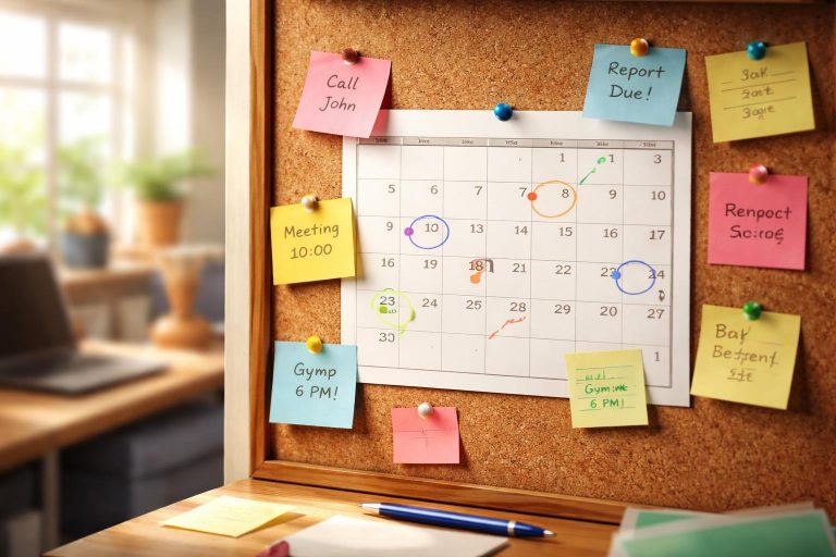 calendrier-notes-stylo-bureau-flou